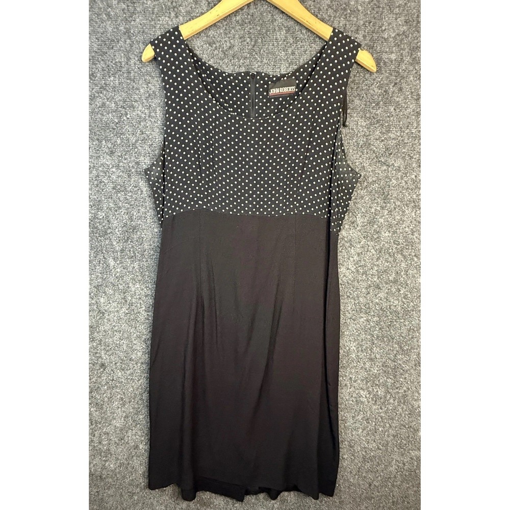 Vintage John Roberts Polka Dot Sheath Dress Women's M? Black White Sleeveless